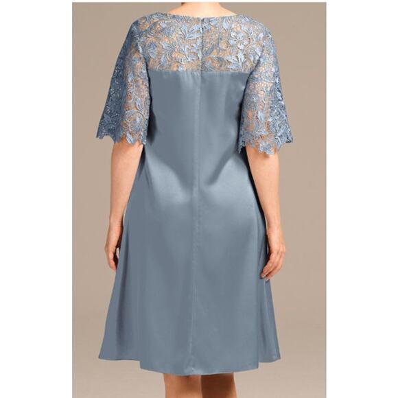 AW BRIDAL SZ 12 L dusty blue Lynne mother of bride formal party midi dress b166 - Picture 2 of 9